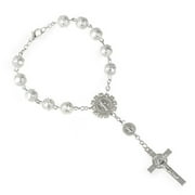 HGYCPP One Decade Auto Rosary Beads Catholic Bracelet Saint Benedict Crucifix Divine Mercy Gift for Women Men