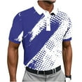 thumbnail image 2 of Fnnxeal Men's Blue Plus Size Polo Shirt 2XL, Breathable Polyester Spandex, Art Print, Golf Casual, Stretchy Wrinkle Free, Classic Collar Short Sleeve, 2 of 5