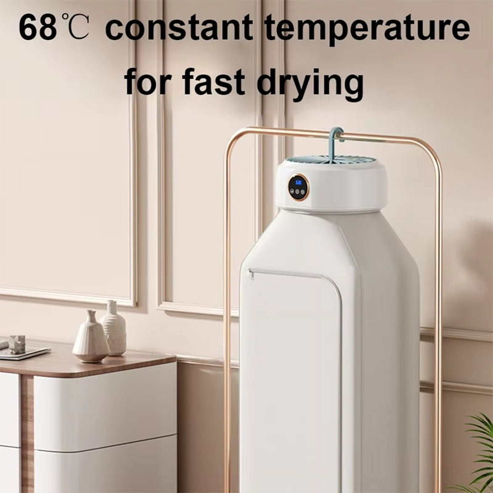 Clothes Dryer with Heater Fan, Travel Garment Drying Hanger Laundry Air Dehydrator with Timing Function US Plug