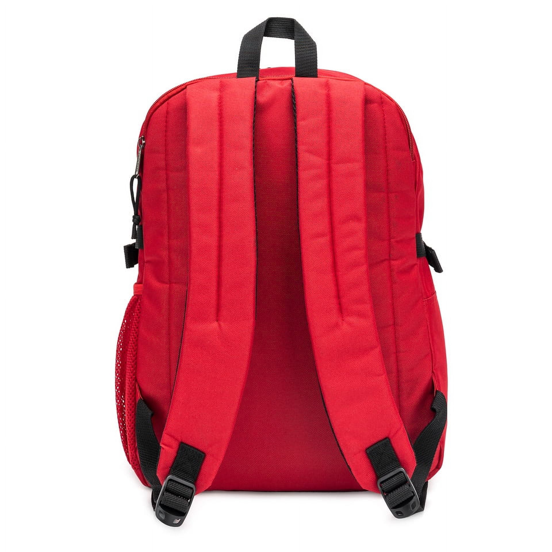 K-Cliffs Multi-Compartment School Backpack  w/Laptop Sleeve, Bottle Holder, and Padded Straps, Unisex, Teen-Adults, Color Red