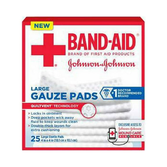 J & J Band-aid First Aid Gauze Pads 4" X 4" 25 Ct Part No. 111612800 (25/box)