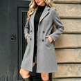thumbnail image 4 of Chiccall Women Winter Wool Coat Notch Lapel Mid Long Peacoat, 4 of 8