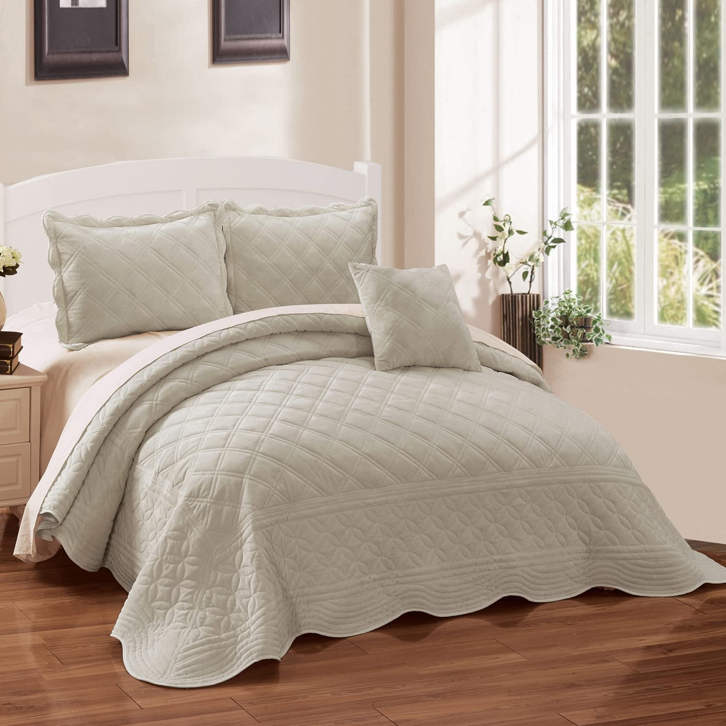 Super Soft Microplush 4 Piece Bedspread Set Oversize King 120” x 120