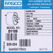 HVAC Motor,TEAO,1/100 HP,1550 rpm,Sleeve D1109