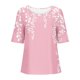 thumbnail image 5 of Tops de Lino para Mujeres Imprimir Suéter Cuello Redondo Manga Corta Superior Poliéster, Blusa de Moda Casual para la Primavera Y el Verano, 5 of 5