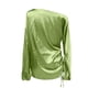 thumbnail image 4 of Women's satin off-shoulder long-sleeved elegant blouse, casual asymmetrical neckline, work/office silk blouse Red XL, 4 of 4