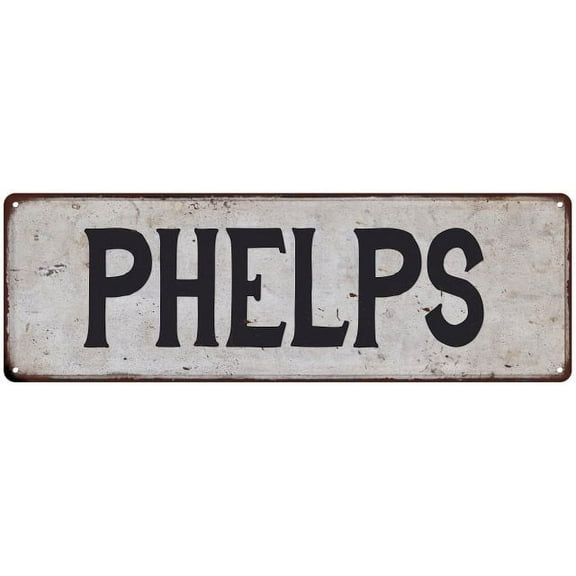 PHELPS Vintage Look Gift Rustic Chic Metal Sign 6x18 206180036521