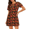 thumbnail image 1 of Vsdgher Chemise de Nuit Rouge à Motif Chili pour Femmes Manches Courtes Col Rond Mignonne Robe de Nuit Confortable à Volants, 1 of 6