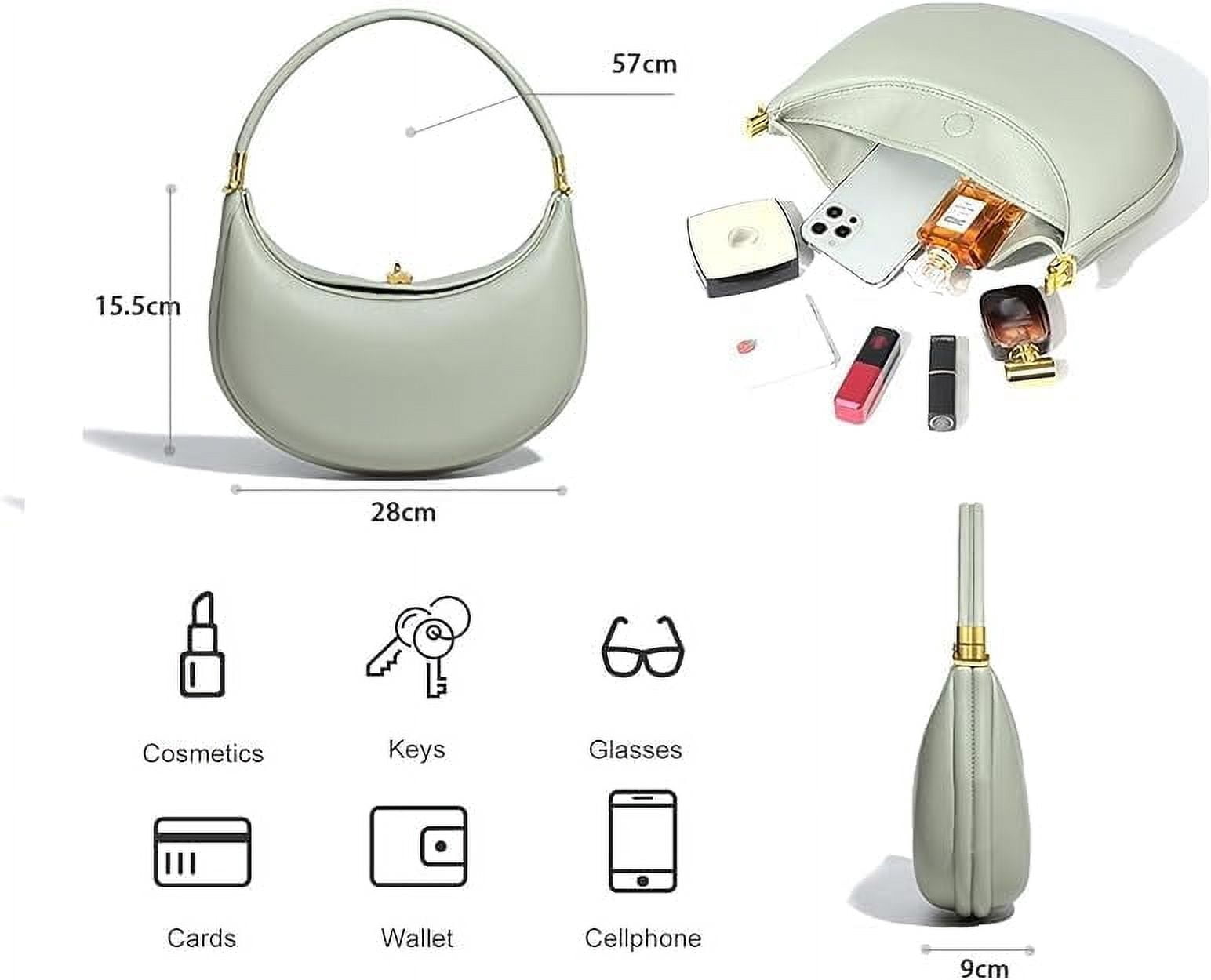 PU Leather Crescent Bag Crossbody Purses for Women Luna Bag 4 In 1 Cute Shoulder Bag Half Moon Bag Hobo Clutch Purse