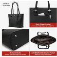 thumbnail image 3 of Premium Lux Details 3-Piece Leather Handbag Set for Women – Tote, Crossbody & Wristlet Purse – Elegant Designer Bags for Everyday & Travel Use Color Pure Black, 3 of 4