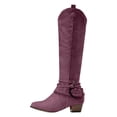 thumbnail image 3 of Oyedens Knee High Cowboy Boots for Women Boho Vintage Wide Mid Calf Cowgirl Riding Tall Boots, 3 of 4