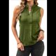 thumbnail image 2 of Top Sin Mangas con Cuello en V de Color Liso para Mujer, Verde, Talla S, 2 of 7