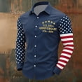 thumbnail image 2 of Gyexs 250th Anniversary USA Shirt Mens Long Sleeve Button Down Tee Shirts Fashion Printed Dress Shirt for Men Navy, Size L, 2 of 3
