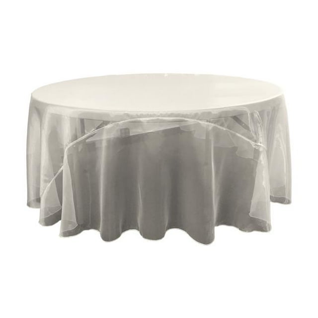 LA Linen TCOrgz132R-WhiteO11 Nappe Ronde Miroir Organza&44; Blanc - 132 Po