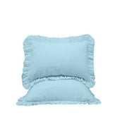 The Great American Store Premium Collections 2PC Ruffle Pillowshams (Throw 14 x 14, Light Blue) 1800 Series Microfiber Wrinkle & Stain Resistant