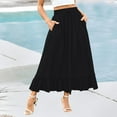 thumbnail image 2 of VBTAPA High Waist Tiered Skirts for Women A-Line Long Skirt Summer Flowy Maxi Skirts Boho Beach Dress Black L, 2 of 8