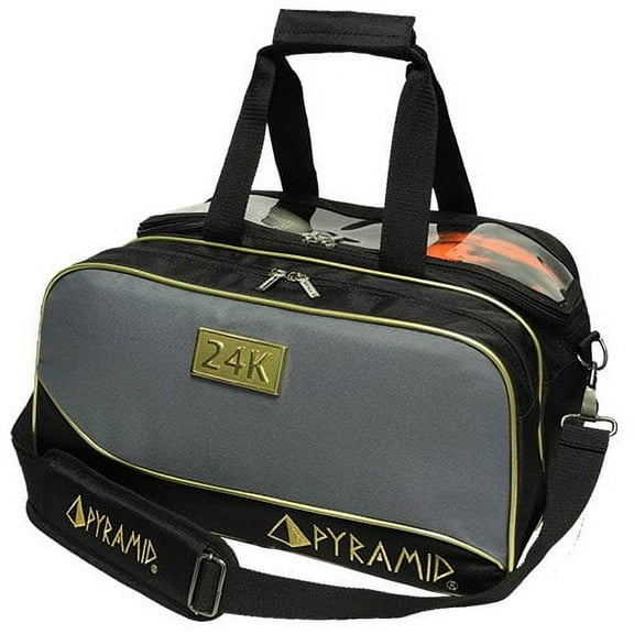 Pyramid 24K Double Tote Plus Clear Top Black/Gold/Grey (Holds Shoes) Bowling Bag