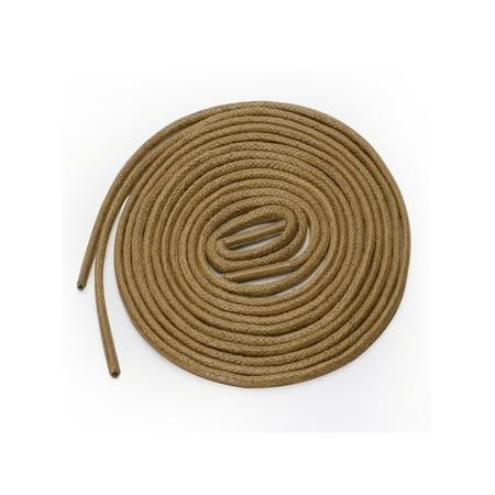 INSPIRE CHIC 2 Pairs Round Waxed Shoelaces Durable Cotton Boot Laces for Dress Shoes & Sneakers Khaki 120cm / 47.24