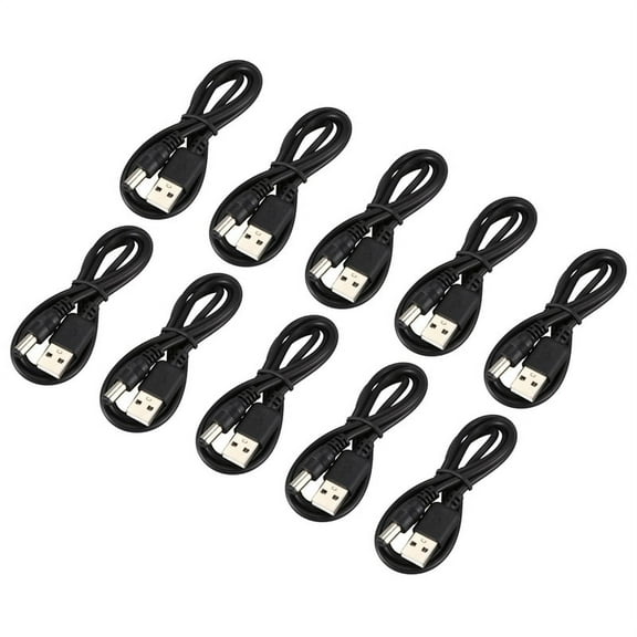 10X USB Cable 5.5mm / 2.1mm 5V DC Jack Power Cable (Black, 75cm)