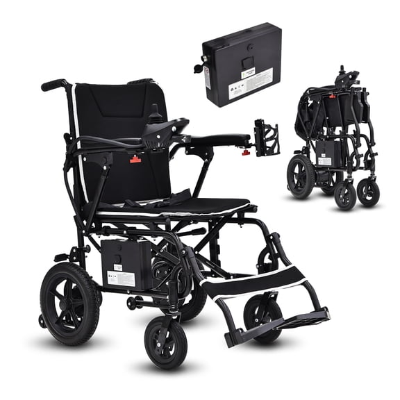 Ultralight 36lbs Foldable Electric Wheelchair, 264LBS Capacity, 12-Mile Range, All-Terrain for Adults & Seniors