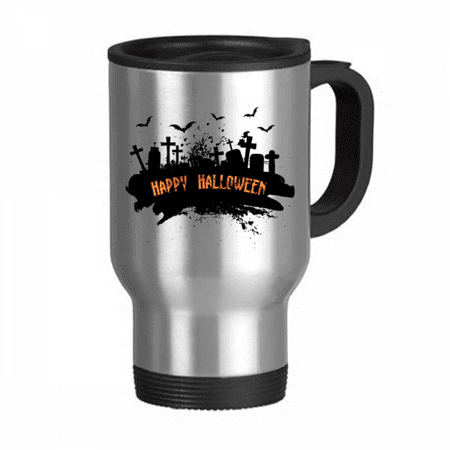 

Horror Night Cemetery Halloween Travel Mug Flip Lid Stainless Steel Cup Car Tumbler Thermos