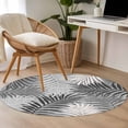 thumbnail image 4 of Round Area Rugs 3.3Ft, Grey Palm Leaves Washable Rug for Nursery, Home Office, Reading Room. Summer Botanical Tropical Leaf Non Slip Area Rugs Low Pile Carpet for Home Decor, 4 of 8