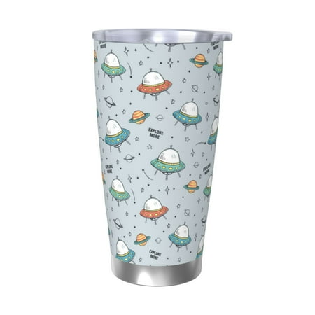 

Cauagu Spaceship Pattern 20oz Tumbler Stainless Steel Vacuum Insulated Tumbler with Lid Insulated Coffee Mug Thermal Cup with Splash Proof Sliding Lid-Without Straw