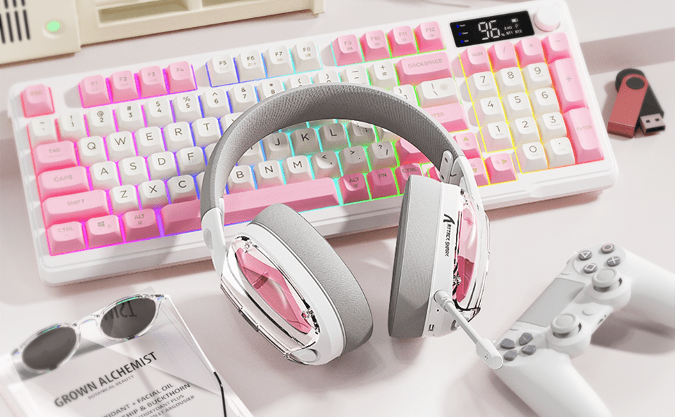 ATTACK SHARK L60 Ultra-Light Tri-Mode Gaming Headset Ultra-Light Tri-Mode Wireless Gaming Headset for PC/PS4/Xbox