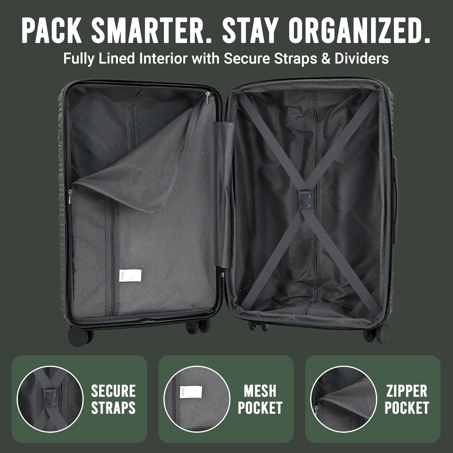 Romeo 20 Inch Carry-On Expandable Hardside Luggage, Forest