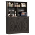 thumbnail image 6 of Homfa 60” Tall Kitchen Pantry with Hutch, 3 Drawers Coffee Bar with 3 Doors, Hutch Cabinet with Adjustable Shelf for Dining Room, Dark Brown, 6 of 6