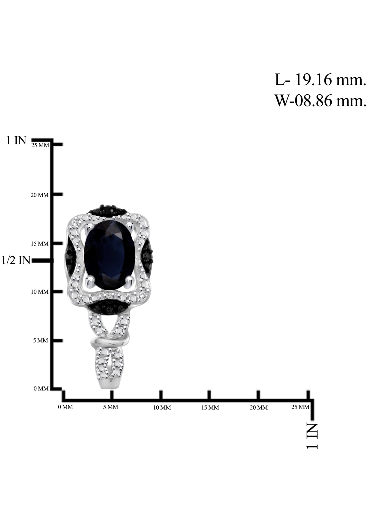 6.00 Carat T.G.W. Sapphire And Black & White Diamond Accent Sterling Silver 3-Piece Jewelry set