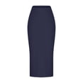 thumbnail image 3 of Tennis Skirts for Women Summer Skirt Classic Solid Color at the Waist with Slit Long Length for Daily Travel Blue 3XL, 3 of 5