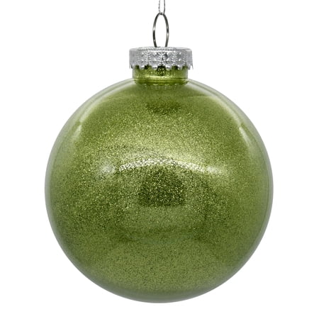 Vickerman 4 Clear Ball Christmas Ornament with Celadon Glitter Interior 6 Pieces per bag