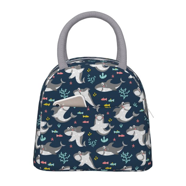 Disketp Friendly Sharks Bolsa Térmica para Almuerzo, Lonchera con Abertura Amplia y Gran Capacidad, Organizador Reutilizable para Mujeres, Hombres y Adultos