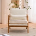 thumbnail image 2 of IVV Linen Upholstered Accent Chair with Solid Wood Frame, Modern Lounge Armchair with Waist Pillow, Comfy Reading Sofa Chair for Living Room Bedroom Small Spaces (Off White), 2 of 9