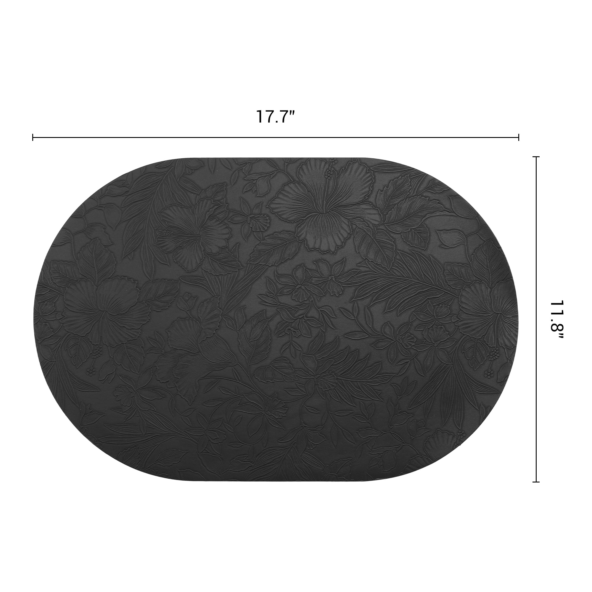 Placemats Set of 6 Leather Placemats for Kitchen Dining Table Decor Waterproof Heat Resistant Table Placemats Black 17.7*11.8inch