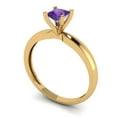 thumbnail image 2 of 0.5 ct Princess Cut Natural Amethyst Solitaire Engagement Ring for Women in 18K Yellow Gold, 2 of 5