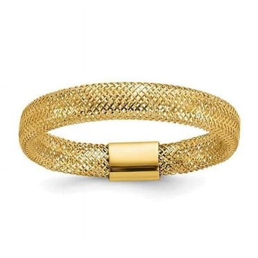 14K Yellow Gold Womens Mesh Ring Stretch Made in Italy 3.5mm