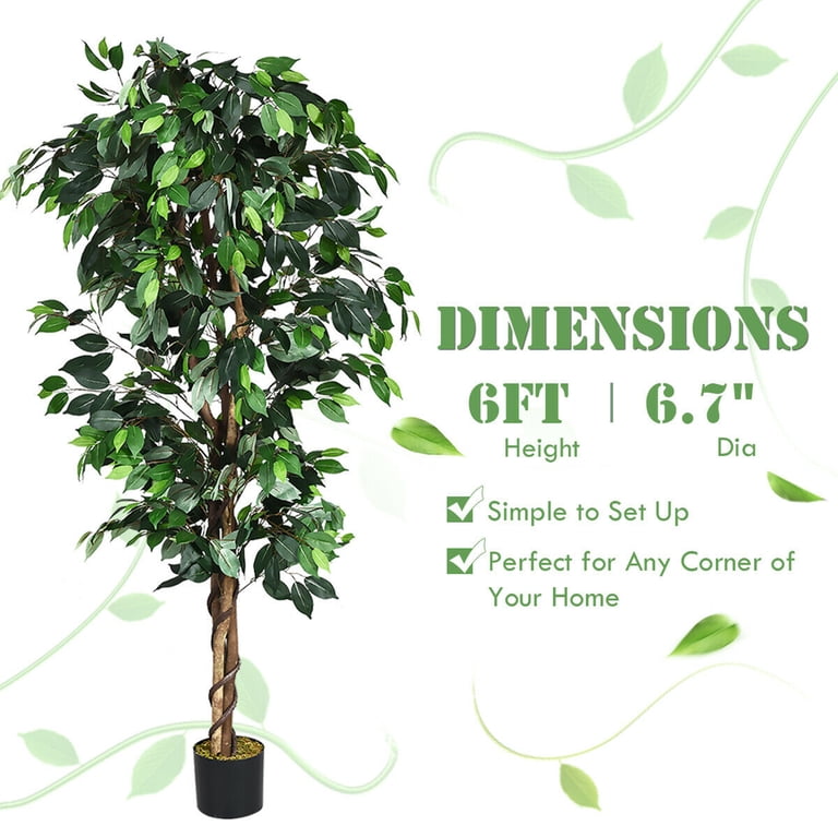 Arbre Artificiel Ficus 120 Cm - 540 Feuilles Réalistes Pour Intérieur Et Extérieur