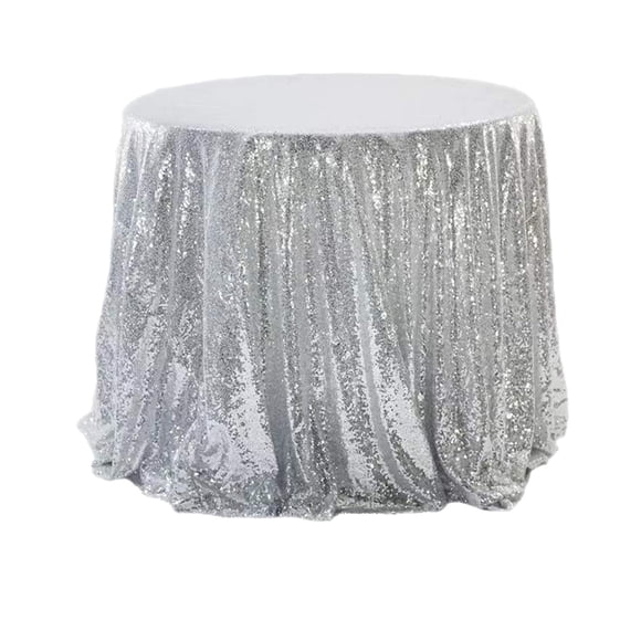 Bwiyojiz Home Decor 39.37x39.37" Round Sequin Tablecloth Glitter Fabric Small Sparkling Suitable for Wedding Birthday Party Christmas Decoration, Gifts for Sisters