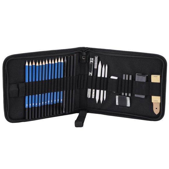 Herwey Sketch Pencil Set, 33pcs H&B Sketching Pencils Drawing and Sketch Kit Set with Erasers Charcoal Stick Sharpener, Drawing Set