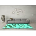 thumbnail image 3 of Ahgly Company Machine Washable Indoor Square Abstract Turquoise Blue Modern Area Rugs, 8' Square, 3 of 4