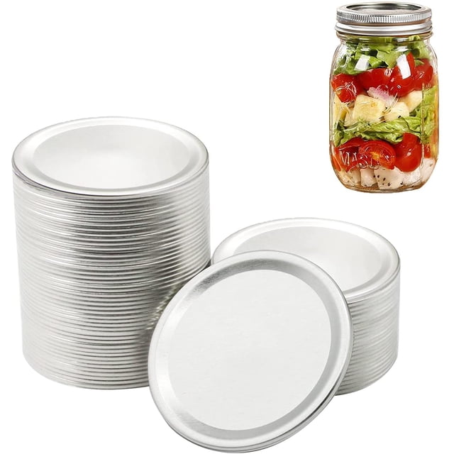 Mason Jar Lids Canning Lids Regular Mouth with Silicone Seals Rings Fits Ball, Kerr Jars Split-type Leak Proof, Silver/24 Count (Only Lids)