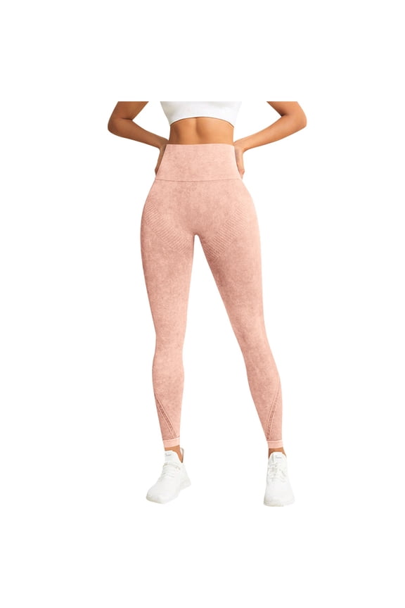 Women's High Waist Shaping Yoga Pants, Stretchy Breathable 4 Way Workout Leggings for Running Gym Fitness, Peach Hip Lifting Activewear Tight Pants