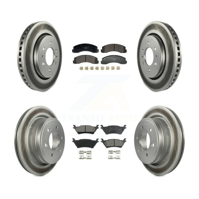 Transit Auto Front Rear Coated Disc Brake Rotors and Ceramic Pads Kit for Car 2018-2020 Ford F-150 with Manual Parking KGT-103240