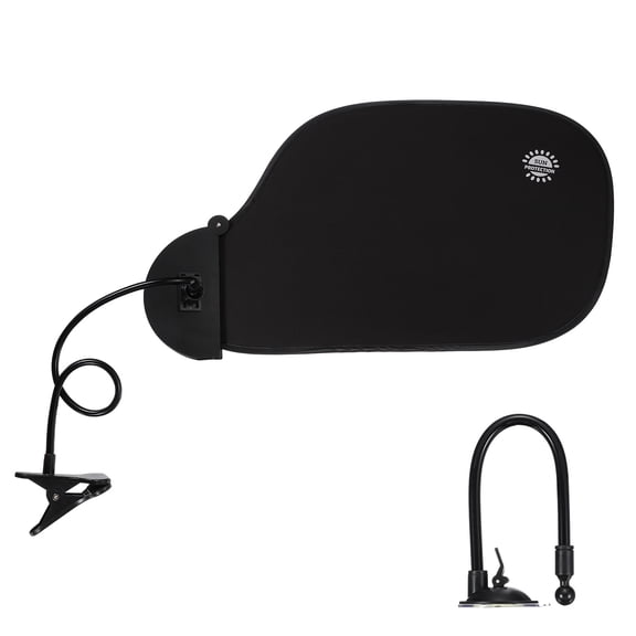 Uxcell Desk Shade, 22.8" Adjustable Cubicle Shade with Suction Cup and Clip Portable Foldable Cubicle Light Shield for Block Overhead Light Privacy Glare Reduction, Black