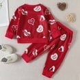 thumbnail image 4 of LUOGENLI Little Girls Outfits Size 7/8 Dressy Toddler Girls Valentine's Day Long Sleeve Hearts Printed T Shirt Pullover Tops Pants Outfits Girls Summer Outfits Size 6 Under 10 6-12 Months, 4 of 8