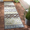 thumbnail image 3 of SAFAVIEH Veranda Dogon Geometric Indoor/Outdoor Runner Rug, Chocolate/Blue, 2'3" x 12', 3 of 9