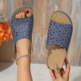 thumbnail image 4 of USSUMA Slippers for Women Indoor Women's Fashion Casual Summer New Flower Hollow Large Size Wedge Heel Fish Mouth Beach Slippers Beach Pool Slide Sandals up to 65% off, 4 of 6