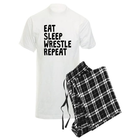 

CafePress - Eat Sleep Wrestle Repeat Pajamas - Men s Light Pajamas